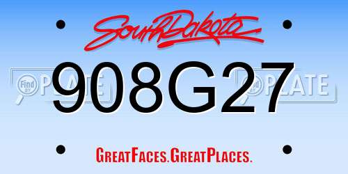 908G27 South Dakota License Plate