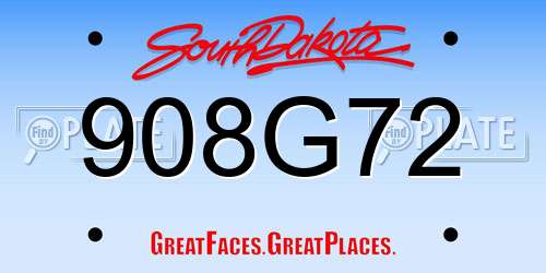908G72 South Dakota License Plate