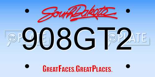 908GT2 South Dakota License Plate