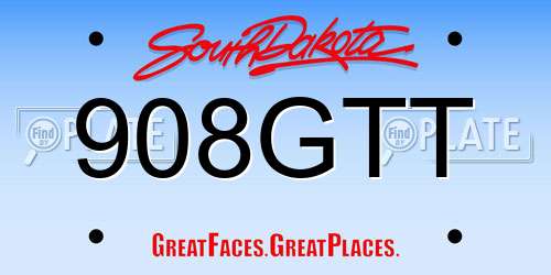 908GTT South Dakota License Plate