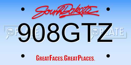 908GTZ South Dakota License Plate