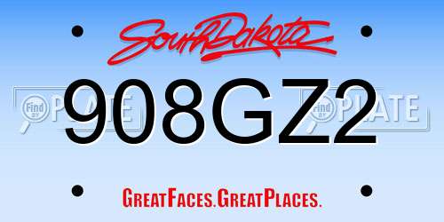 908GZ2 South Dakota License Plate