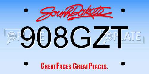 908GZT South Dakota License Plate