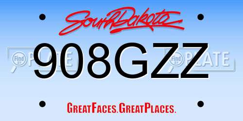 908GZZ South Dakota License Plate