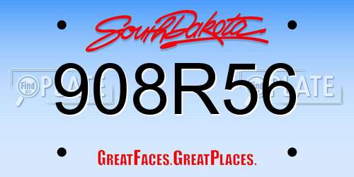 908R56 South Dakota License Plate