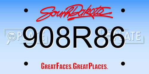 908R86 South Dakota License Plate