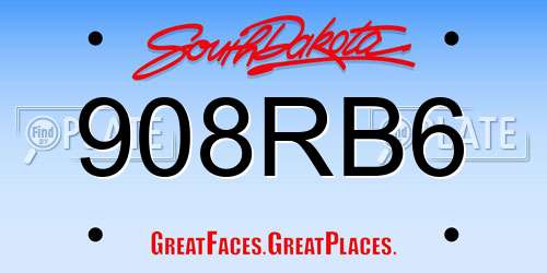 908RB6 South Dakota License Plate