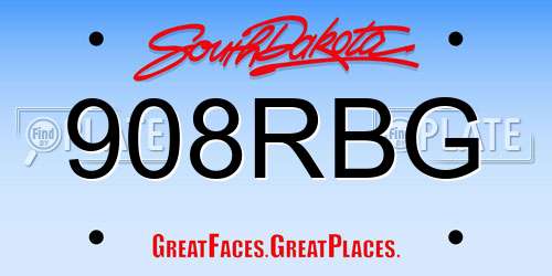 908RBG South Dakota License Plate