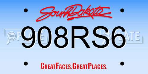 908RS6 South Dakota License Plate