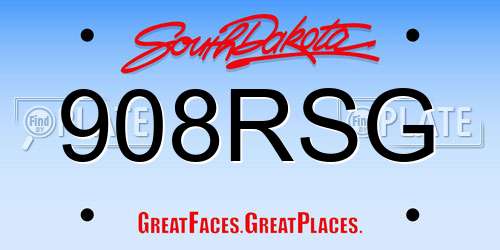 908RSG South Dakota License Plate