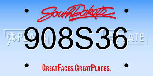 908S36 South Dakota License Plate