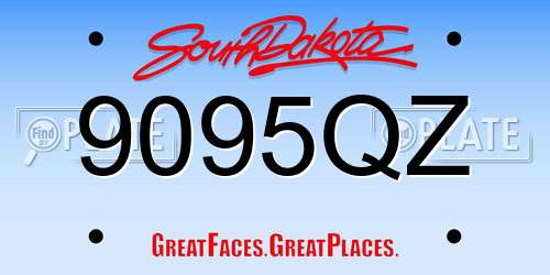 9095QZ South Dakota License Plate