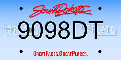 9098DT South Dakota License Plate