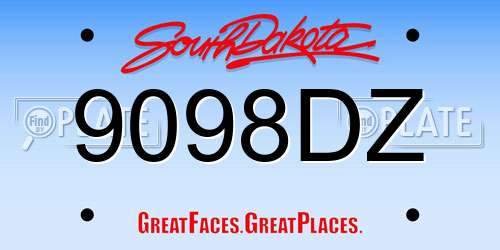 9098DZ South Dakota License Plate