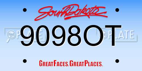 9098OT South Dakota License Plate