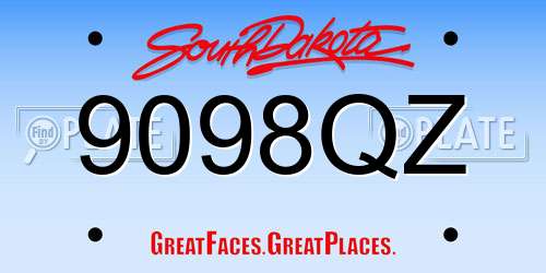 9098QZ South Dakota License Plate
