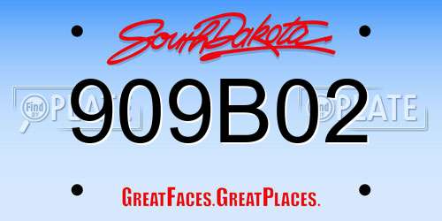 909B02 South Dakota License Plate