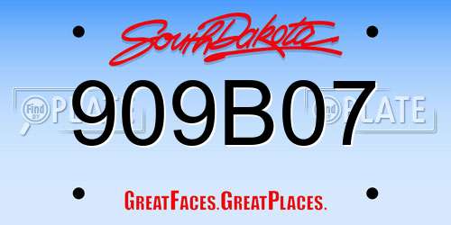909B07 South Dakota License Plate