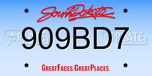 909BD7 South Dakota License Plate