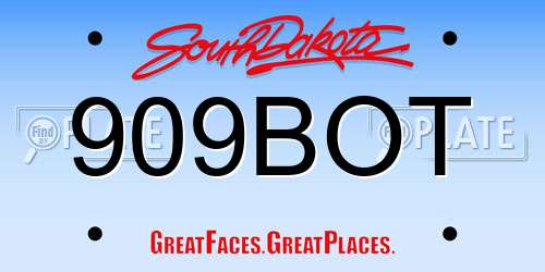 909BOT South Dakota License Plate