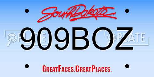 909BOZ South Dakota License Plate