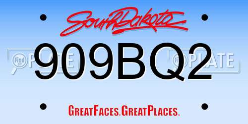 909BQ2 South Dakota License Plate