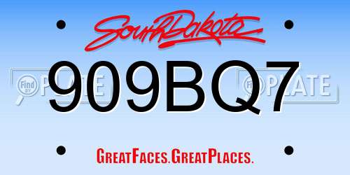 909BQ7 South Dakota License Plate