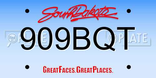 909BQT South Dakota License Plate