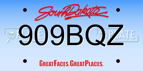 909BQZ South Dakota License Plate