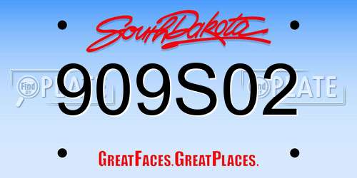909S02 South Dakota License Plate