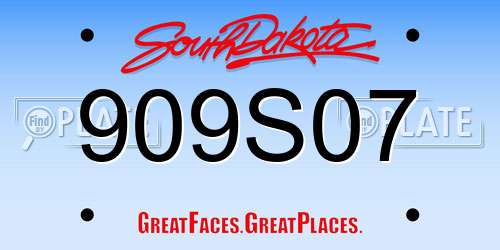 909S07 South Dakota License Plate
