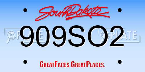 909SO2 South Dakota License Plate