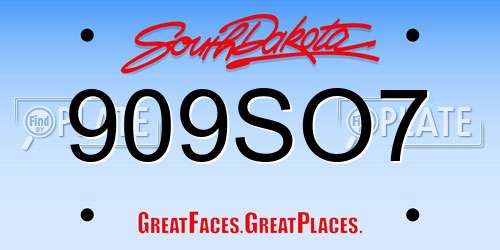 909SO7 South Dakota License Plate