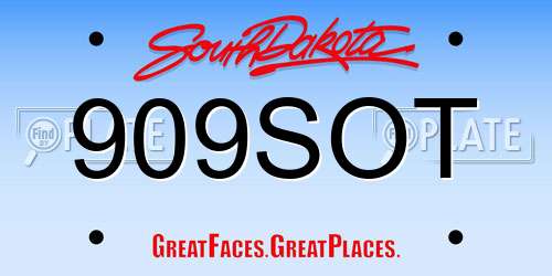 909SOT South Dakota License Plate