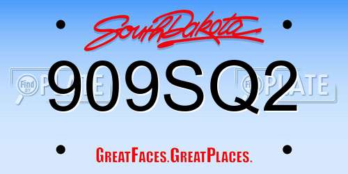 909SQ2 South Dakota License Plate