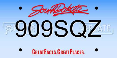 909SQZ South Dakota License Plate