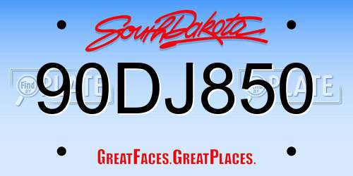90DJ850 South Dakota License Plate