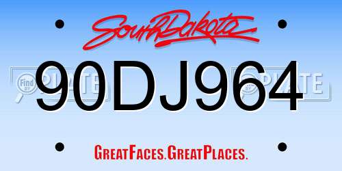 90DJ964 South Dakota License Plate
