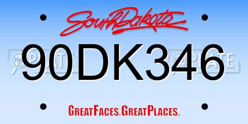 90DK346 South Dakota License Plate
