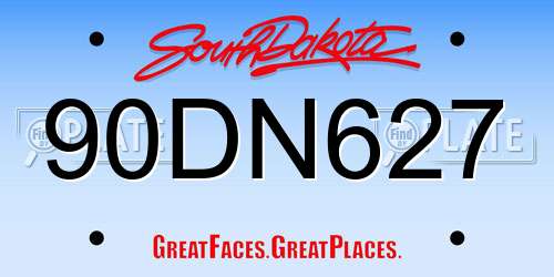90DN627 South Dakota License Plate