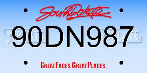 90DN987 South Dakota License Plate