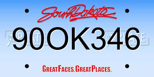 90OK346 South Dakota License Plate