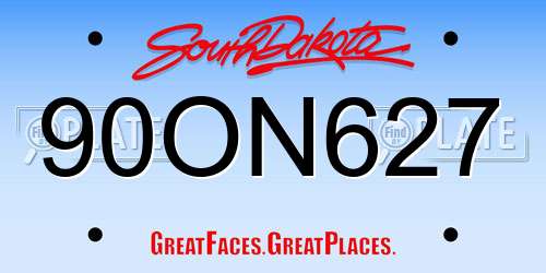 90ON627 South Dakota License Plate