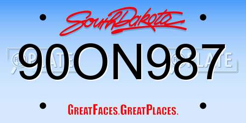 90ON987 South Dakota License Plate