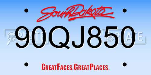 90QJ850 South Dakota License Plate