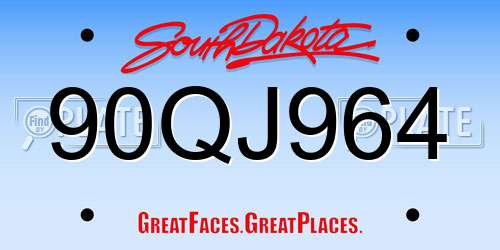 90QJ964 South Dakota License Plate