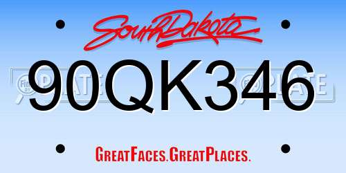 90QK346 South Dakota License Plate