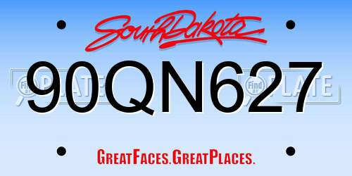 90QN627 South Dakota License Plate