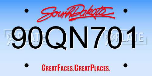 90QN701 South Dakota License Plate