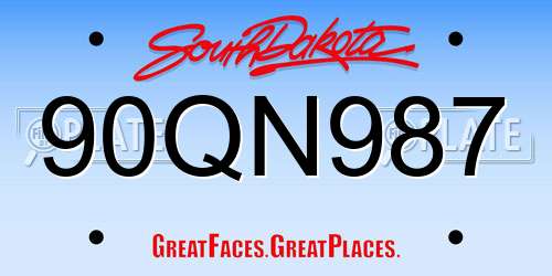 90QN987 South Dakota License Plate